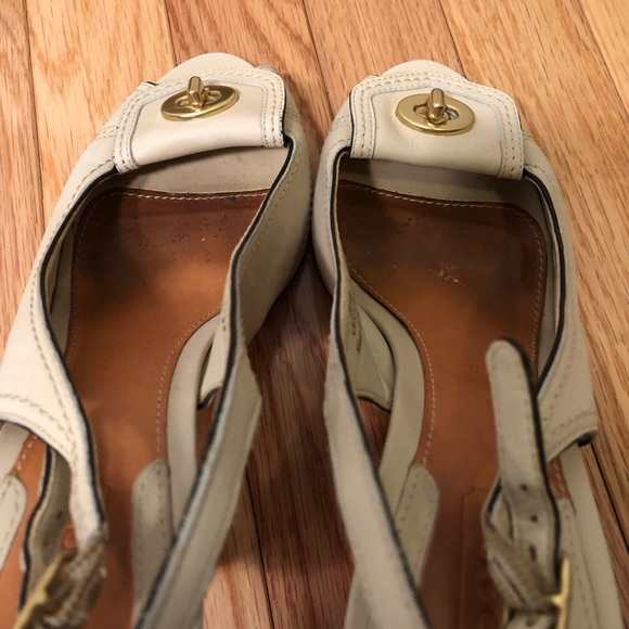 Coach | Tan Leather Buckled Peep-Toe Slingbacks - Picture 7 of 8